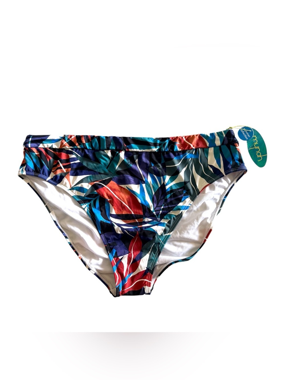 Mynah Tropical Leaf Print Bikini Bottom - Multicolor.
Size XXL